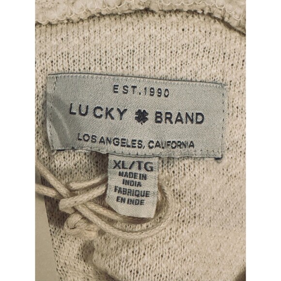 Lucky brand cowl neck sweater ivory Sz. XL  black geometric thread design NEW - Picture 6 of 8